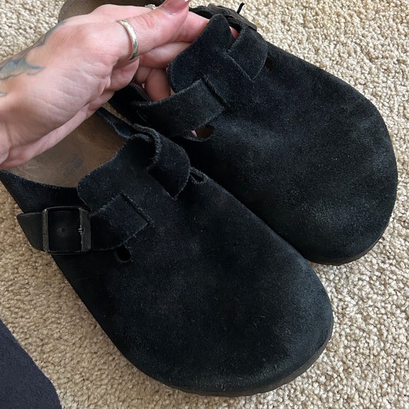 Birkenstock Black Suede Boston Mules - Picture 8 of 8